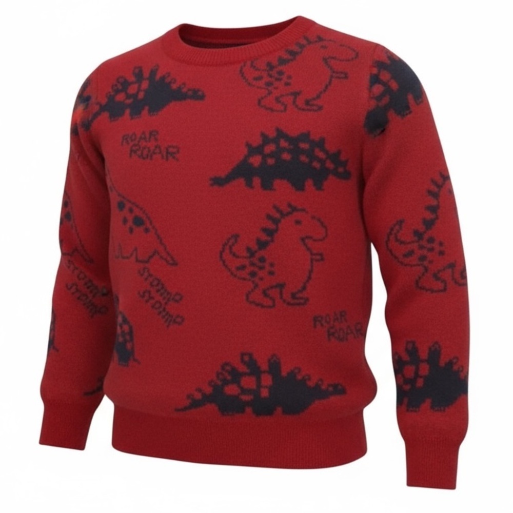 Red Dinosaur Print Sweater